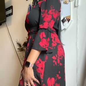 Black and red floral H&M dress